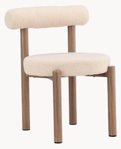 Sada bouclé jídelních židlí s nohami v dřevěném vzhledu Tillo, 2 díly