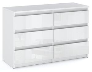 STIV Möbel | Komoda s 6 zásuvkami | Bílá Mat / Bílý Lesk | 100 cm | moderní & bezúchytková | Lonice & Obývák