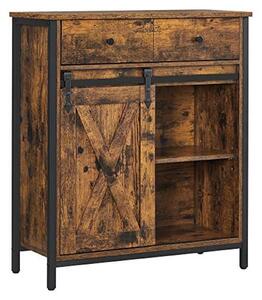 VASAGLE Komoda s posuvnými dvemi vintage, erná, hndá 70x30x80cm