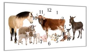 Nástěnné hodiny 30x60cm domácí zvířata farma - plexi