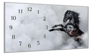 Nástěnné hodiny 30x60cm černý španělský kůň - plexi