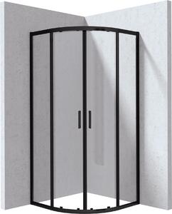 Deante Funkia Evo sprchový kout 90x90 cm půlkulatá černá matný/průhledné sklo KYP_N099P