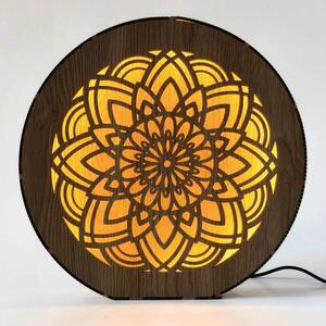 Stmívatelná dřevěná lampa Mandala | HEARF: HDF - Ořech 20 cm 4784-115165 LED0608