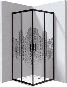Deante Funkia Evo sprchový kout s vaničkou 90x90 cm čtvercový černá matný/vzorované sklo KYCPND99P