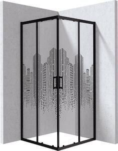 Deante Funkia Evo sprchový kout 80x80 cm čtvercový černá matný/vzorované sklo KYCND88P