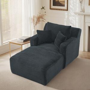 LVHOM Moderní sametové relaxační křeslo Chaiselongue s polštářem, pohodlná podlahová pohovka, nosnost až 150 kg, bez montáže, 166 x 100 x 82 cm, tmavě šedá
