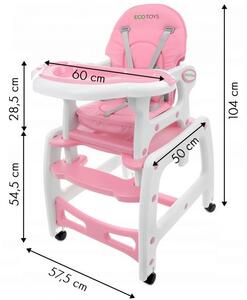 Multifunkční židle na krmení 3v1 růžová