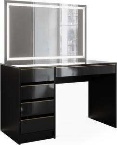 Toaletní stolek Vicco Sherry Černá/zlatá 120 cm se zrcadlem LED, Model 47713