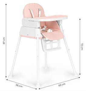 Skládací židle na krmení 3v1 růžová