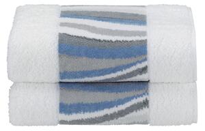 Feiler WAVE BLUE BORDER ručník 50 x 100 cm white - light blue