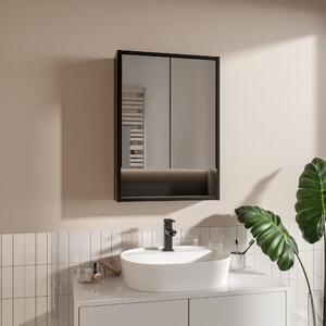 HAJDUK FURNITURE LED koupelnová zrcadlová skříňka 50 x 70 cm černá, osvětlení 4000 K, zásuvka a vypínač Minibox