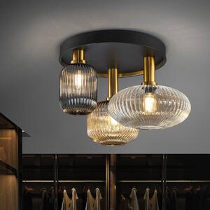 Schuller Valencia Stropní svítidlo Norma, Ø 56 cm, 3 světla, černá/mosaz, sklo, stmívatelný, Vícebarevná, Obývací pokoj / jídelna, kov