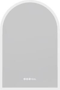 Zakřivené zrcadlo s osvětlením - Koupelnové a kosmetické zrcadlo - Stmívatelné světlo s funkcí rozmrazování - 60x90cm - Montáž na stěnu - Matná bílá barva