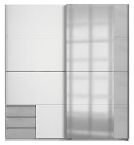 Šatní skříň se zrcadlem ERICA šedá/bílá, šířka 179 cm