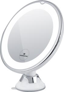 EMKE ф17,5 cm LED kosmetické zrcátko Kosmetické zrcátko otočné o 360° s přísavkou a 5x zvětšujícím zrcátkem