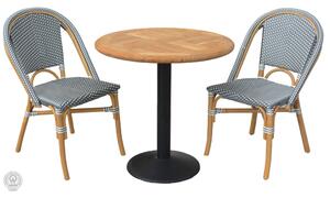 Massive home | VARENA SET stůl VARENA ⌀75cm 2x BISTRO křesla Šedá