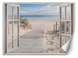 Fototapeta, Pohled z okna na pláž moře příroda - 140x100 cm
