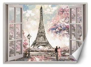 Fototapeta, Pohled z okna Eiffelova věž Paříž Francie - 140x100 cm