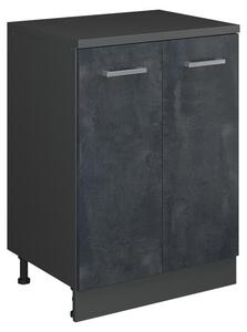 Kuchyňská skříňka pod šikmou střechu Vicco R-Line Černý beton 60 cm bez šikminy se 2 dveřmi, Model 61747