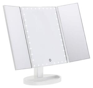 UNIQ Hollywood LED kosmetické zrcátko, trojité zrcátko na líčení se 2× a 3× zvětšením, bílé