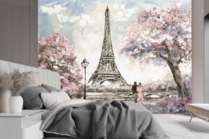 Fototapeta, Pařížská Eiffelova věž jako malovaná - 100x70 cm