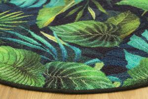 Kulatý koberec Monstera listy palmy zelený Rozměr: průměr 67 cm