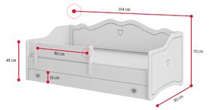 Dětská postel MEKA B + matrace, 80x160, bílá/růžová