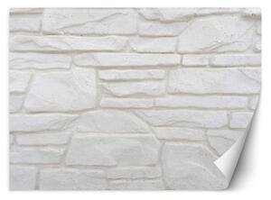Fototapeta, Bílá kamenná zeď cihla - 450x315 cm