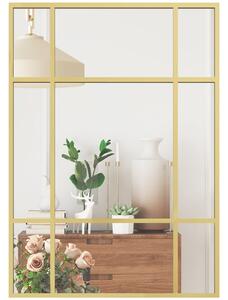 HOMCOM obdélníkové nástěnné zrcadlo, 70 × 50 cm — okénkový kovový rám, dekorativní, zlaté | Aosom