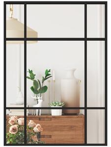 HOMCOM obdélné nástěnné zrcadlo 70 × 50 cm — černý kovový rám ve stylu okna, dekorativní zrcadlo do obýváku, ložnice a předsíně | Aosom