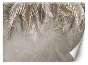 Fototapeta, Palmové listy betonové 3D - 200x140 cm