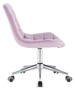 Židle PARIS VELUR na stříbrné podstavě s kolečky - fialový vřes