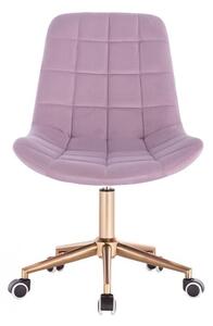 Židle PARIS na zlaté podstavě s kolečky - fialový vřes
