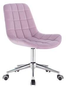 Židle PARIS VELUR na stříbrné podstavě s kolečky - fialový vřes