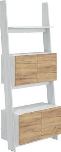 Regál se skříňkou 80 cm 2 Raul (bílá + craft zlatý)