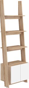 Regál se skříňkou 60 cm Raul (dub sonoma světlá + bílý lesk)