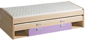 Patrová postel s úložným prostorem LOREN LR16 jasan / fialová