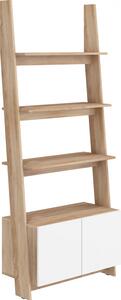 Regál se skříňkou 80 cm Raul (dub sonoma světlá + bílý lesk)