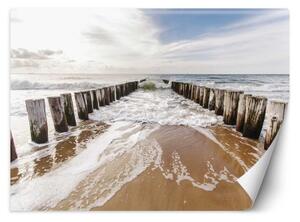 Fototapeta, 3D Pláž Pohled na moře Vlnolam - 400x280 cm