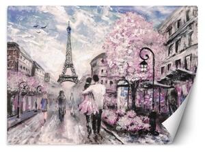 Fototapeta, Pár Paříž jako malovaná růžová - 200x140 cm
