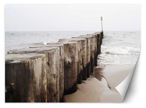Fototapeta, Mořská pláž vlnolam krajina - 100x70 cm