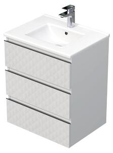 Koupelnová skříňka s umyvadlem SAT Cube Way 60x71x46 cm bílá mat CUBE3D603ZBMOD