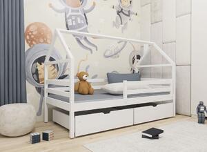 Dětská domečková postel se šuplíky AMOS - 200x90 cm - bílá