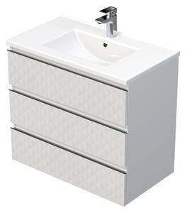 Koupelnová skříňka s umyvadlem SAT Cube Way 80x71x46 cm bílá mat CUBE3D803ZBMOD