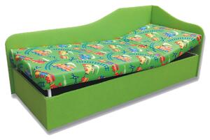 Jednolůžková postel (válenda) 90 cm Abigail (Vláček 4 + Zelená X101) (P)
