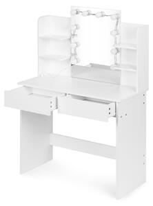 ModernHome FH-DT220108 Kosmetický toaletní stolek s LED zrcadlem a taburetem, bílý