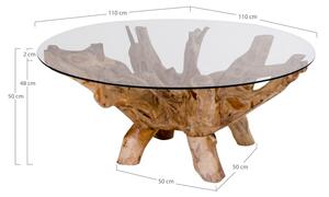 Kulatý konferenční stolek v přírodní barvě se skleněnou deskou ø 110 cm Amazonas – House Nordic