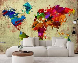 Fototapeta, Barevná mapa světa malovaná - 100x70 cm