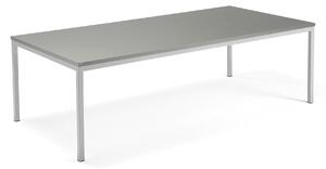 AJ Produkty Jednací stůl QBUS, 2400x1200 mm, 4 nohy, stříbrný rám, světle šedá