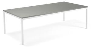 AJ Produkty Jednací stůl QBUS, 2400x1200 mm, 4 nohy, bílý rám, světle šedá